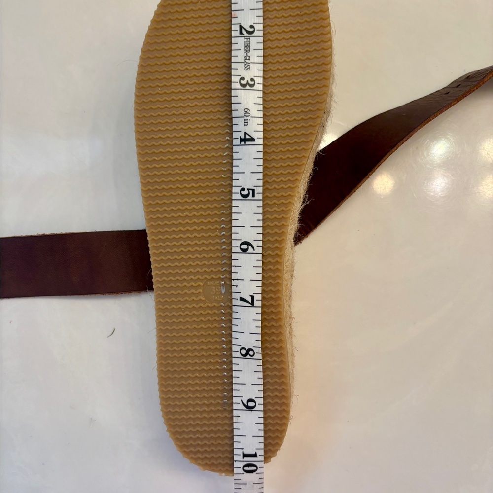 Garnet Hill Adeline Brown Leather Espadrille, Buckled Sandals Size 39 (9) - Picture 8 of 11